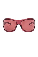 FWRD Renew Gucci Tinted Shield Sunglasses in Red, view 1, click to view large image.