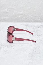 FWRD Renew Gucci Tinted Shield Sunglasses in Red, view 3, click to view large image.