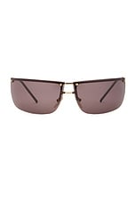 FWRD Renew Gucci Tinted Shield Sunglasses in Brown, view 1, click to view large image.