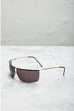 FWRD Renew Gucci Tinted Shield Sunglasses in Brown, view 2, click to view large image.