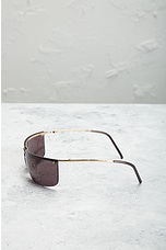 FWRD Renew Gucci Tinted Shield Sunglasses in Brown, view 3, click to view large image.