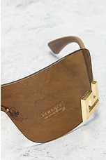 FWRD Renew Versace Tinted Shield Sunglasses in Brown, view 5, click to view large image.