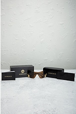 FWRD Renew Versace Tinted Shield Sunglasses in Brown, view 7, click to view large image.