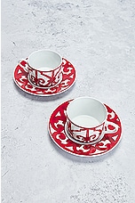 FWRD Renew Hermes Balcon du Guadalquivir Cup &amp; Saucer Set of 2 in Red, view 2, click to view large image.