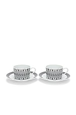 FWRD Renew Hermes Mosaique Cup And Saucer Set of 2 in White, view 1, click to view large image.
