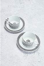 FWRD Renew Hermes Mosaique Cup And Saucer Set of 2 in White, view 2, click to view large image.