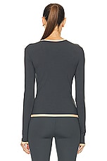 FWRD Renew Chanel Knit Zip Top in Charcoal, view 3, click to view large image.