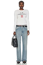 FWRD Renew Chanel Cashmere Sweater in White, view 4, click to view large image.