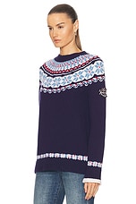 FWRD Renew Chanel Nordic Print Sweater in Navy, view 3, click to view large image.