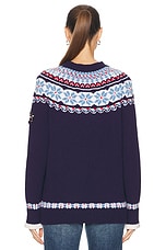 FWRD Renew Chanel Nordic Print Sweater in Navy, view 4, click to view large image.