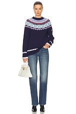 FWRD Renew Chanel Nordic Print Sweater in Navy, view 5, click to view large image.