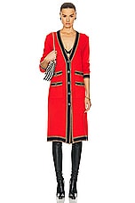 FWRD Renew Chanel Cashmere Cardigan in Red, view 1, click to view large image.