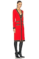 FWRD Renew Chanel Cashmere Cardigan in Red, view 2, click to view large image.