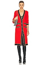 FWRD Renew Chanel Cashmere Cardigan in Red, view 4, click to view large image.