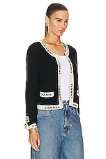 FWRD Renew Chanel 1995 Knit Cardigan in Black & White, view 2, click to view large image.