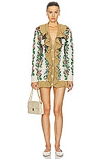 FWRD Renew Gucci Floral Ruffle Cardigan in Cream, view 1, click to view large image.