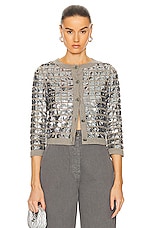 FWRD Renew Chanel Cashmere Sequin Cardigan in Silver, view 1, click to view large image.