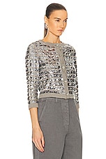 FWRD Renew Chanel Cashmere Sequin Cardigan in Silver, view 2, click to view large image.