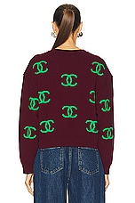 FWRD Renew Chanel CC Logo Sweater in Burgundy, view 3, click to view large image.