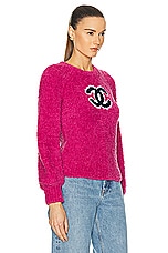 FWRD Renew Chanel Teddy Sweater in Pink, view 2, click to view large image.