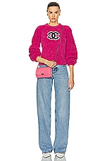 FWRD Renew Chanel Teddy Sweater in Pink, view 4, click to view large image.