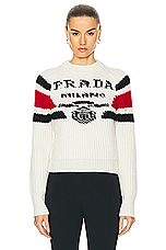 FWRD Renew Prada Cashmere Sweater in White, view 1, click to view large image.