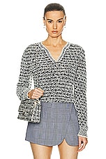 FWRD Renew Chanel Cotton Knit Sweater in Grey, view 1, click to view large image.