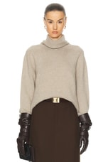 FWRD Renew Chanel Turtleneck Sweater in Beige, view 1, click to view large image.