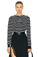 FWRD Renew Chanel Striped Sweater in Black & White, view 1, click to view large image.