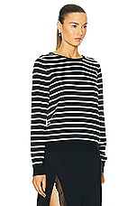 FWRD Renew Chanel Striped Sweater in Black & White, view 2, click to view large image.