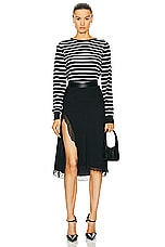 FWRD Renew Chanel Striped Sweater in Black & White, view 5, click to view large image.