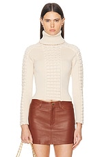 FWRD Renew Chanel Chocolate Bar Turtleneck Sweater in Ivory, view 1, click to view large image.