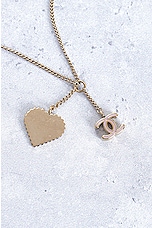 FWRD Renew Chanel Coco Mark Heart Necklace in Light Gold, view 6, click to view large image.