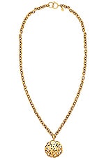 FWRD Renew Chanel Coco Mark Pendant Chain Necklace in Gold, view 1, click to view large image.