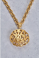 FWRD Renew Chanel Coco Mark Pendant Chain Necklace in Gold, view 3, click to view large image.