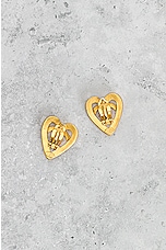 FWRD Renew Chanel Coco Mark Heart Earrings in Gold, view 3, click to view large image.