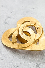 FWRD Renew Chanel Coco Mark Heart Earrings in Gold, view 5, click to view large image.