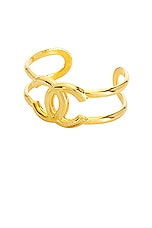 FWRD Renew Chanel Coco Mark Gold Bangle in Gold, view 1, click to view large image.