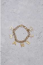 FWRD Renew Chanel Logo Chain Bracelet in Gold, view 2, click to view large image.
