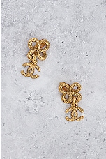 FWRD Renew Chanel Coco Mark Dangle Earrings in Gold, view 2, click to view large image.