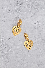 FWRD Renew Chanel Heart Clip On Earrings in Gold, view 2, click to view large image.