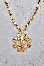 FWRD Renew Chanel Coco Mark Flower Necklace in Gold, view 3, click to view large image.