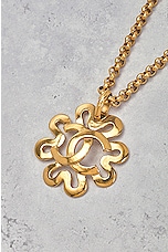 FWRD Renew Chanel Coco Mark Flower Necklace in Gold, view 6, click to view large image.