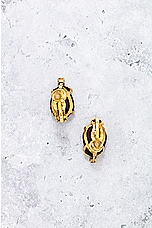 FWRD Renew Chanel Stone Clip On Earrings in Gold & Burgundy, view 3, click to view large image.
