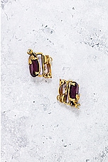 FWRD Renew Chanel Stone Clip On Earrings in Gold & Burgundy, view 4, click to view large image.