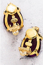 FWRD Renew Chanel Stone Clip On Earrings in Gold & Burgundy, view 5, click to view large image.