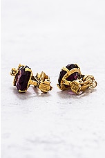 FWRD Renew Chanel Stone Clip On Earrings in Gold & Burgundy, view 7, click to view large image.