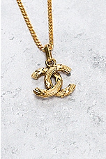 FWRD Renew Chanel Coco Mark Necklace in Gold, view 3, click to view large image.