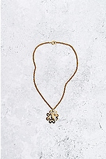 FWRD Renew Chanel Coco Mark Clover Necklace in Light Gold, view 2, click to view large image.