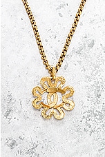 FWRD Renew Chanel Coco Mark Clover Necklace in Light Gold, view 3, click to view large image.